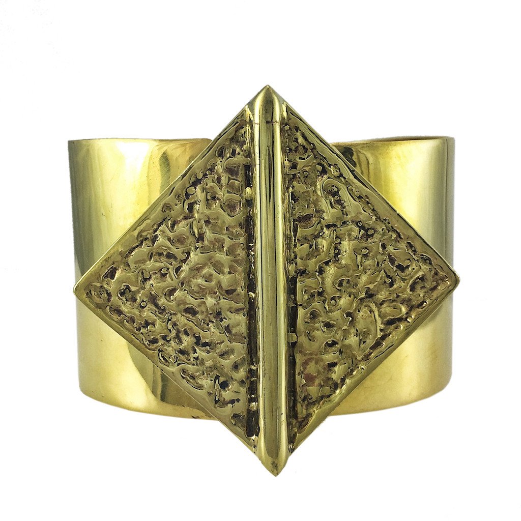 Recycled Brass Bombshell Hammered Cuff Bracelet Handcast In Cambodia BandsCo Straps