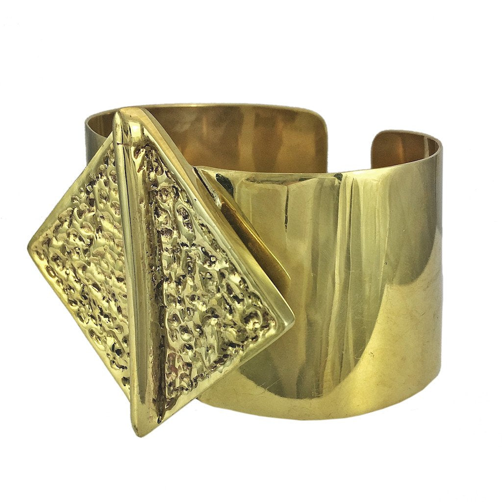 Recycled Brass Bombshell Hammered Cuff Bracelet Handcast In Cambodia BandsCo Straps