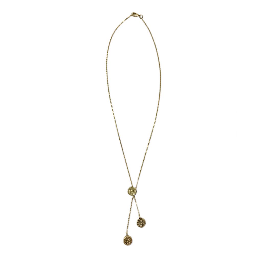 Recycled Bullet Cluster Necklace - 3 Polished Casings 11in Cambodian Handmade BandsCo Straps