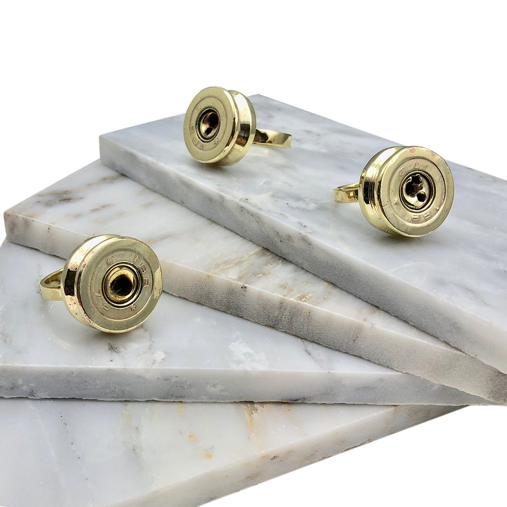 Recycled Bullet Ring Polished Brass From Reclaimed Bombshells Artisan Handcast BandsCo Straps