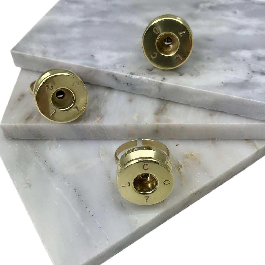 Recycled Bullet Ring Polished Brass From Reclaimed Bombshells Artisan Handcast BandsCo Straps