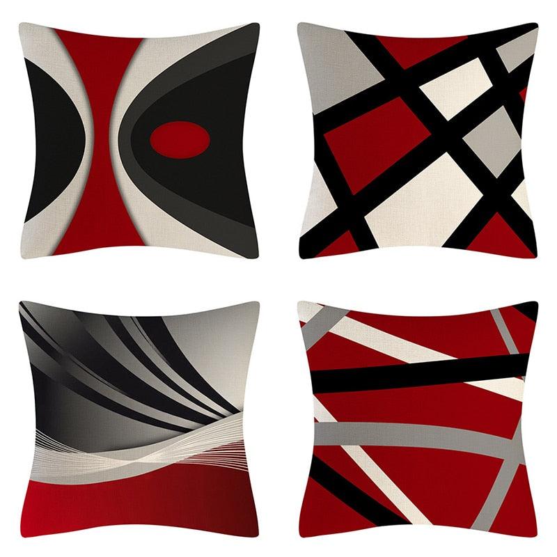 Red Abstract Cushion Cover Geometric Pillow Cases Sofa Decorative Modern Abstract Painting Pillow Case Beautiful Cushion Covers  Fashion Pillowcase Pillow Cover Stevvex
