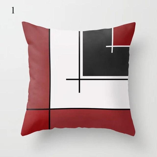Red Abstract Cushion Cover Geometric Pillow Cases Sofa Decorative Modern Abstract Painting Pillow Case Beautiful Cushion Covers  Fashion Pillowcase Pillow Cover Stevvex