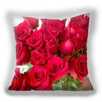 Red Flower Cushion Pillow Covers Love Pillow Covers Decorative Linen Square Couple Cushion Cases Home Decor Polyester Throw Pillow Case Super Soft Short Plush Cushion Cover Festive Home Decorative Cushions 45X45CM