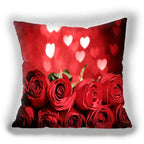 Red Flower Cushion Pillow Covers Love Pillow Covers Decorative Linen Square Couple Cushion Cases Home Decor Polyester Throw Pillow Case Super Soft Short Plush Cushion Cover Festive Home Decorative Cushions 45X45CM