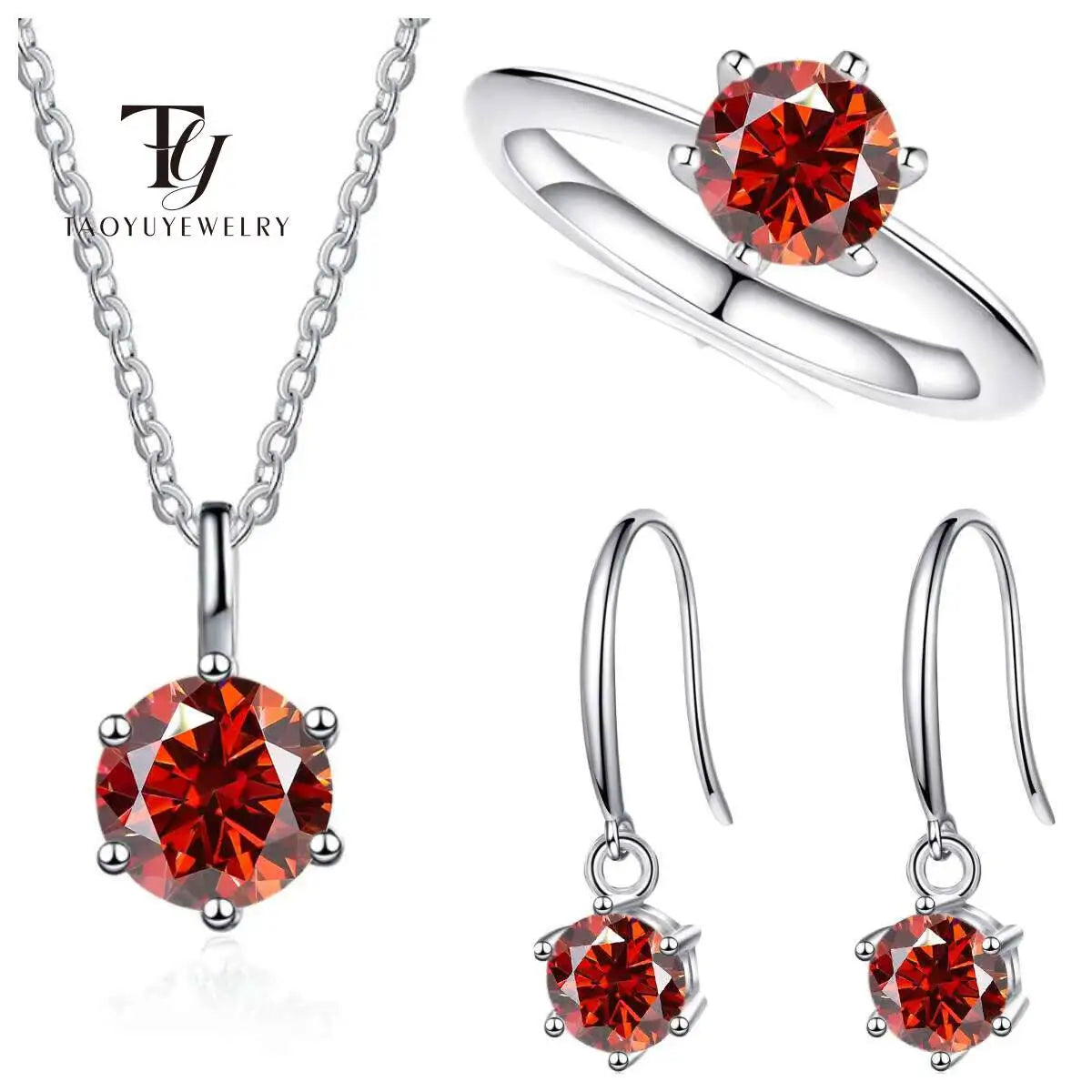 Sterling Silver 925 Moissanite Jewelry Set 2.5CT D Color Necklace Earrings BandsCo Straps