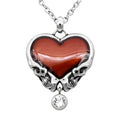 Red Heart Skull Pendant Necklace Gothic Crystal Charm