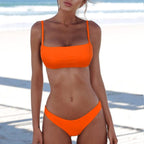Red Micro Bikini Set Women Swimming Suit Padded Bra Bikini Two-Piece Swimwear Thong Bathing Suit Swimsuit Women's Ribbed Scoop Neck Bikini Thong Bathing Suit Two Piece Swimsuit Stevvex
