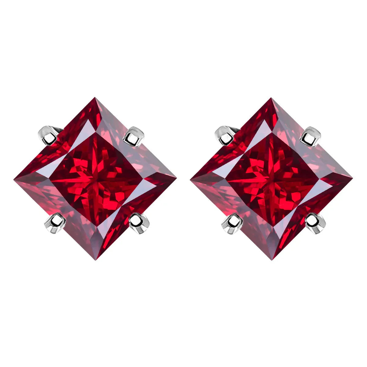 Sterling Silver 925 Green Princess Cut Moissanite Stud Earrings For Women BandsCo Straps