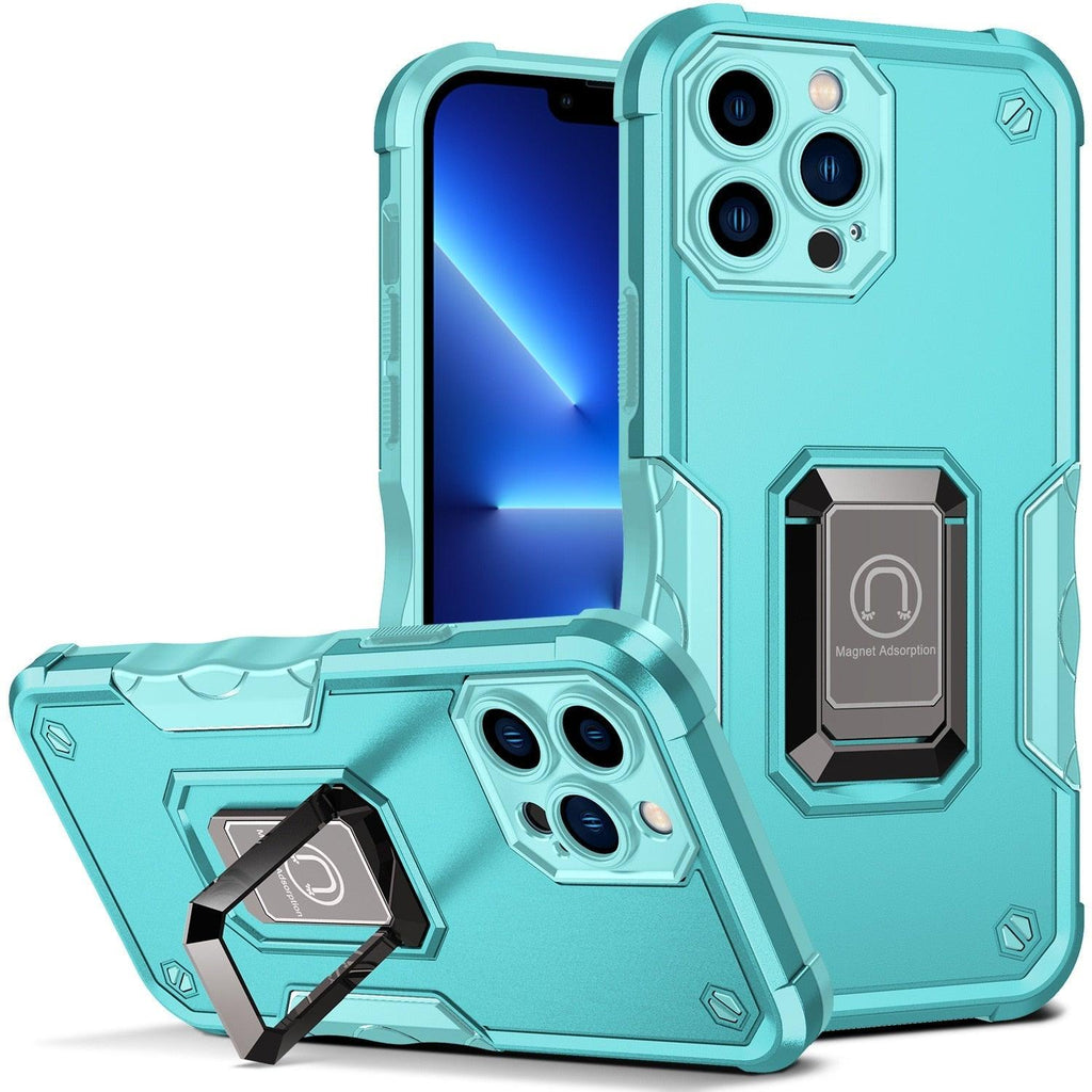 Red Shockproof Camera Protective Case For iPhone 14 Pro Max 13 Pro 12 Kickstand Holder Built-in Magnetic Smartphone Phone Cover Stevvex