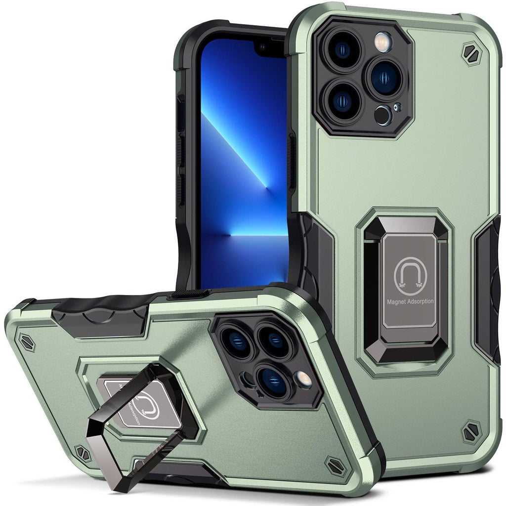Red Shockproof Camera Protective Case For iPhone 14 Pro Max 13 Pro 12 Kickstand Holder Built-in Magnetic Smartphone Phone Cover Stevvex