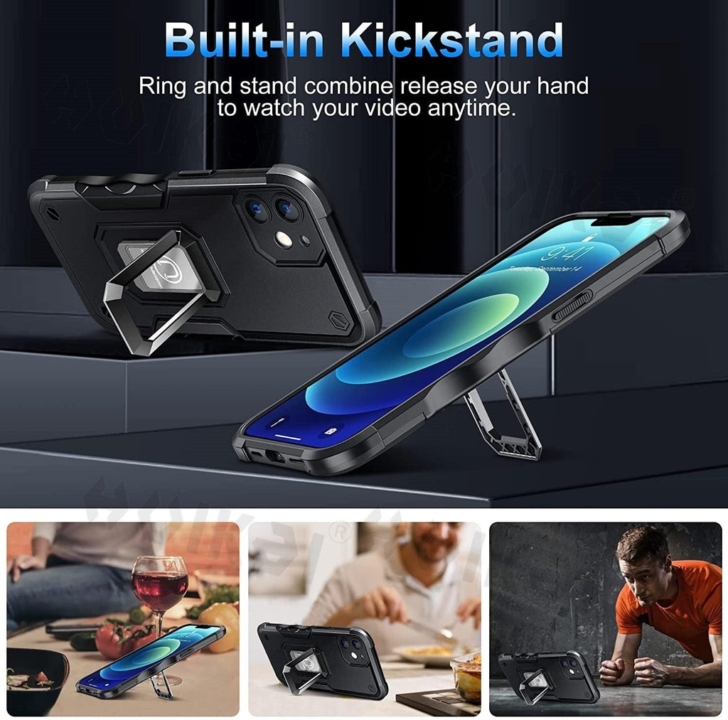 Red Shockproof Camera Protective Case For iPhone 14 Pro Max 13 Pro 12 Kickstand Holder Built-in Magnetic Smartphone Phone Cover Stevvex