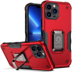 Red Shockproof Camera Protective Case For iPhone 14 Pro Max 13 Pro 12 Kickstand Holder Built-in Magnetic Smartphone Phone Cover Stevvex