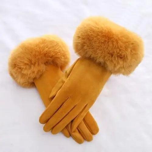 Red Winter Warm One Size Touch Screen Glove Female Fur Thick Driving Comfortable Gloves For Autumn Stevvex