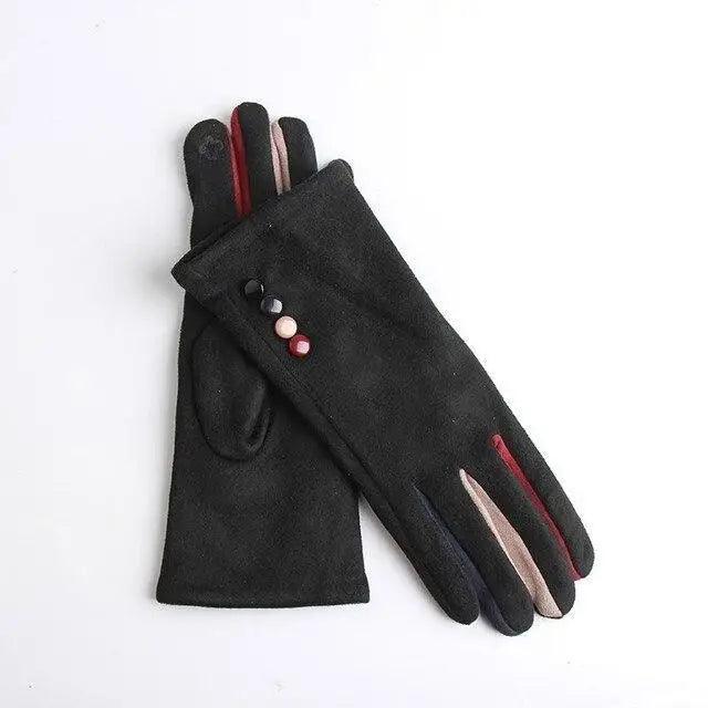 Red Winter Warm One Size Touch Screen Glove Female Fur Thick Driving Comfortable Gloves For Autumn Stevvex