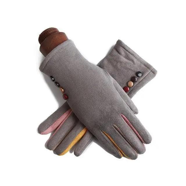 Red Winter Warm One Size Touch Screen Glove Female Fur Thick Driving Comfortable Gloves For Autumn Stevvex
