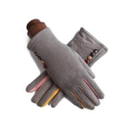 Red Winter Warm One Size Touch Screen Glove Female Fur Thick Driving Comfortable Gloves For Autumn Stevvex