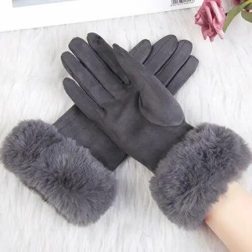 Red Winter Warm One Size Touch Screen Glove Female Fur Thick Driving Comfortable Gloves For Autumn Stevvex