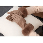 Red Winter Warm One Size Touch Screen Glove Female Fur Thick Driving Comfortable Gloves For Autumn Stevvex