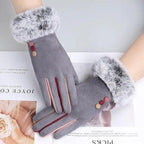 Red Winter Warm One Size Touch Screen Glove Female Fur Thick Driving Comfortable Gloves For Autumn Stevvex