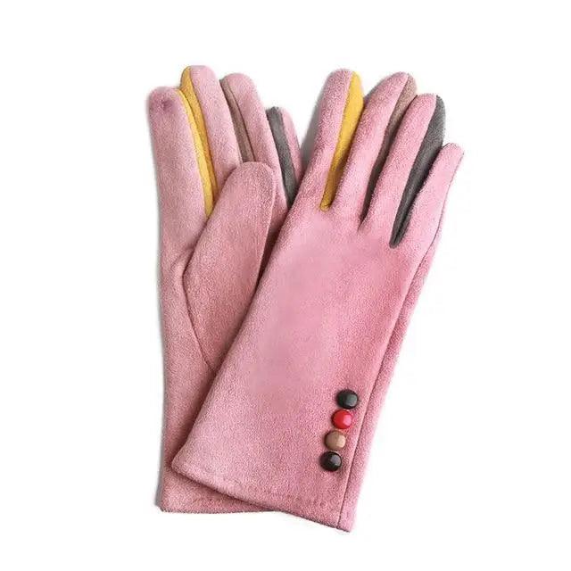 Red Winter Warm One Size Touch Screen Glove Female Fur Thick Driving Comfortable Gloves For Autumn Stevvex