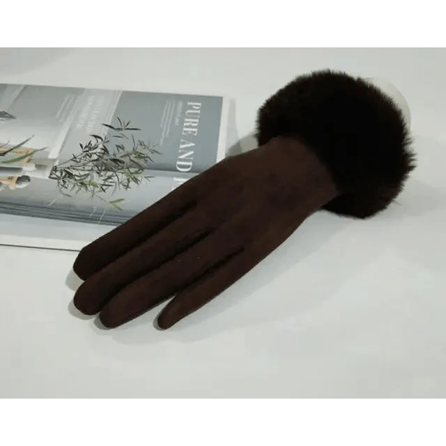 Red Winter Warm One Size Touch Screen Glove Female Fur Thick Driving Comfortable Gloves For Autumn Stevvex