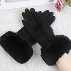 Red Winter Warm One Size Touch Screen Glove Female Fur Thick Driving Comfortable Gloves For Autumn Stevvex