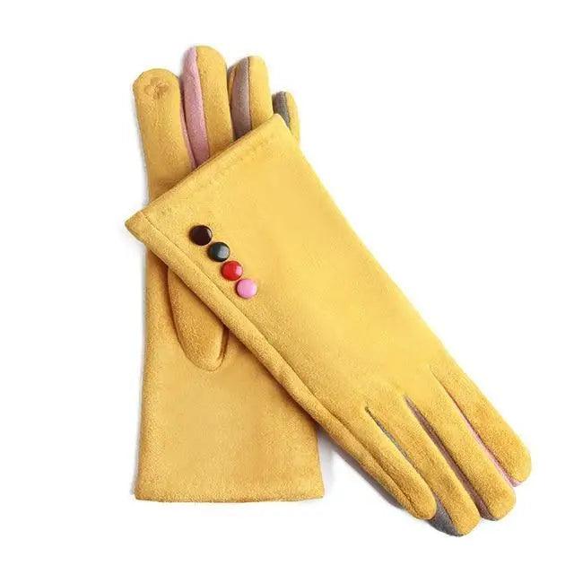 Red Winter Warm One Size Touch Screen Glove Female Fur Thick Driving Comfortable Gloves For Autumn Stevvex