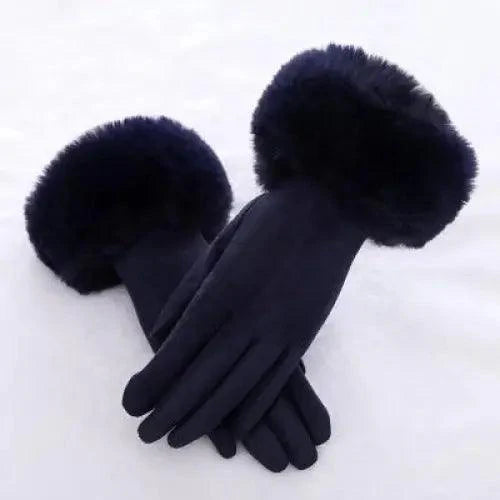 Red Winter Warm One Size Touch Screen Glove Female Fur Thick Driving Comfortable Gloves For Autumn Stevvex