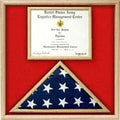 US Marine Corp Flag and Certificate Display Case/ award case - Oak The Military Gift Store