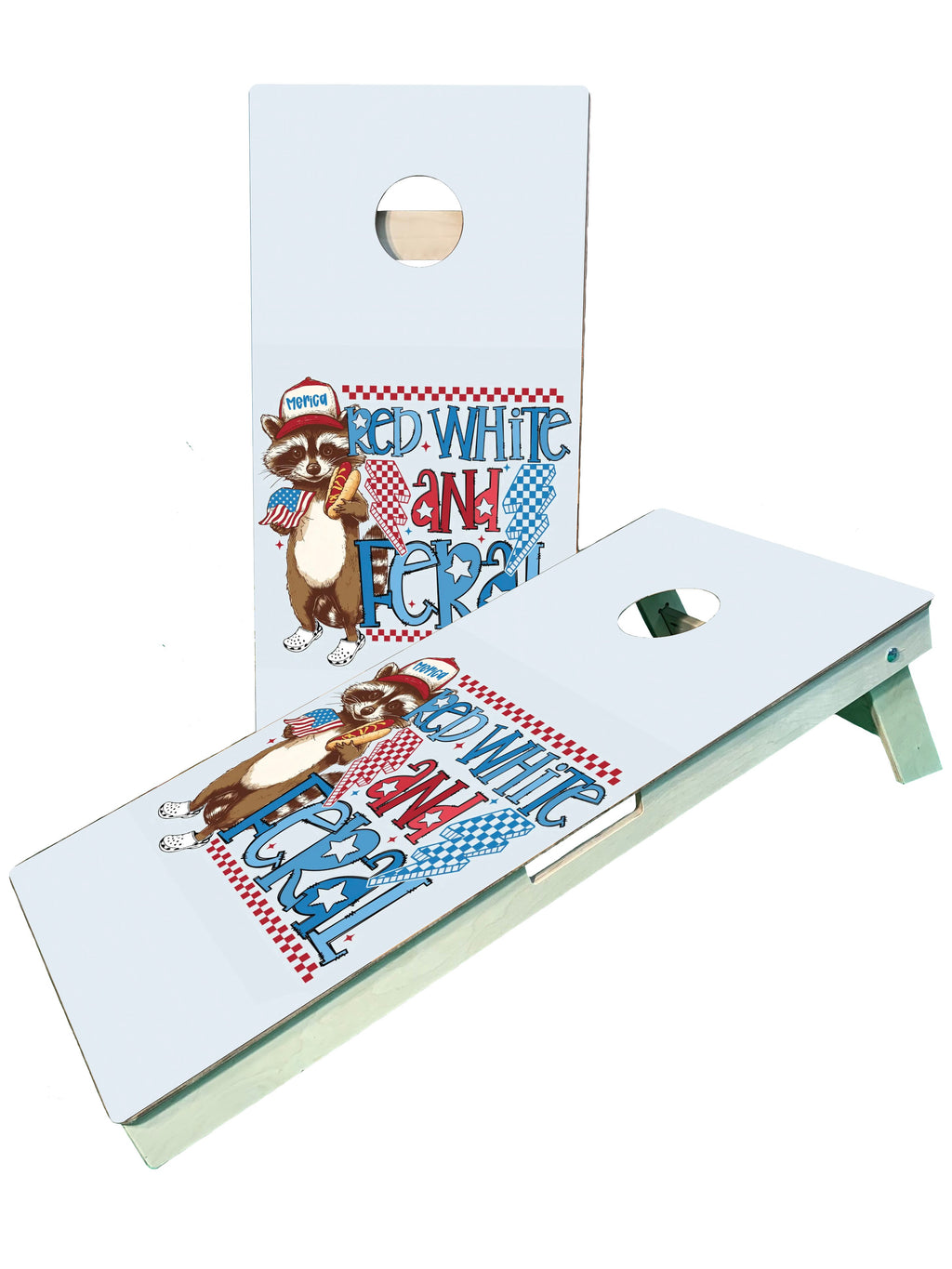 Red White & Feral America Cornhole Boards - SJB-DIAMOND ELITES