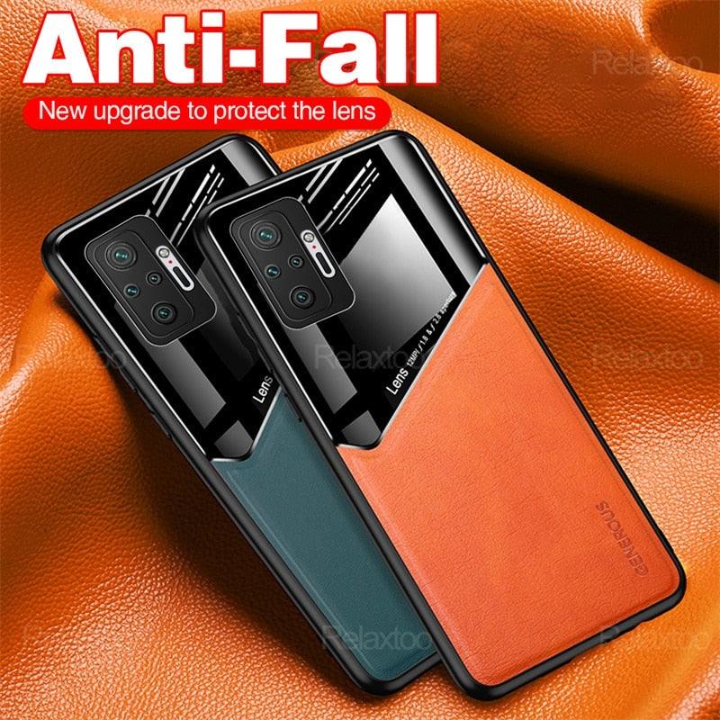 Redmi Note10 Pro Case Leather Car Magnetic Holder Cover For Xiaomi Redmi Note 10 11 Pro 11S 10S 10T Soft Frame Shockproof Luxury Pattern Leather Slim Protective Case Stevvex