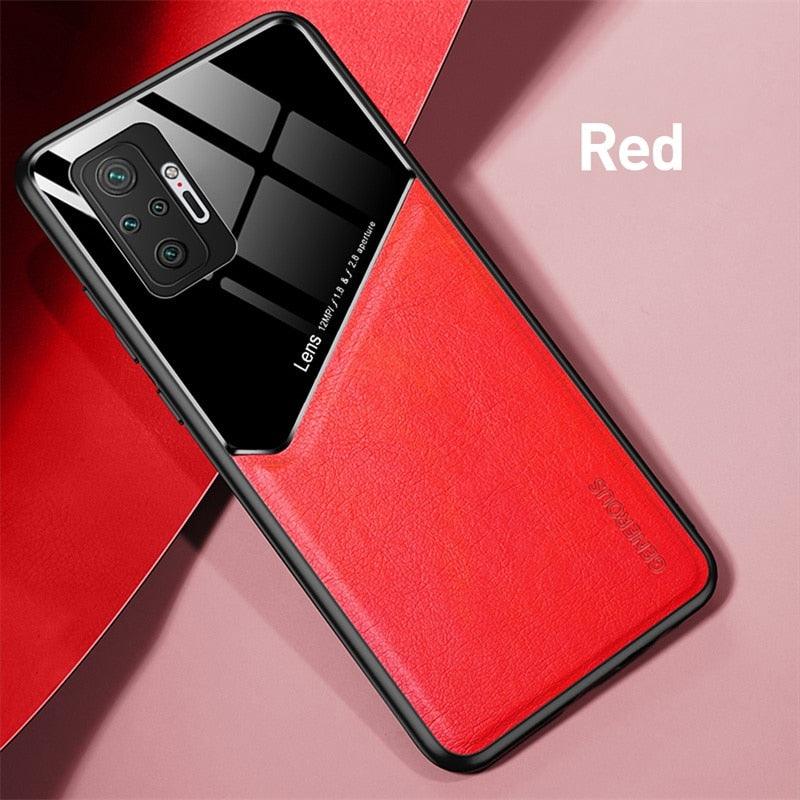 Redmi Note10 Pro Case Leather Car Magnetic Holder Cover For Xiaomi Redmi Note 10 11 Pro 11S 10S 10T Soft Frame Shockproof Luxury Pattern Leather Slim Protective Case Stevvex