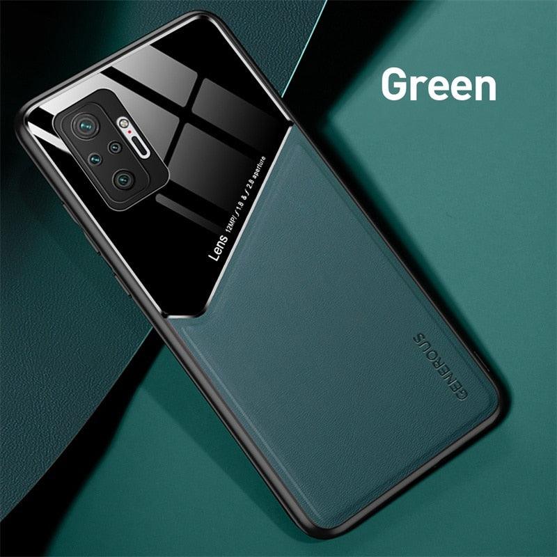 Redmi Note10 Pro Case Leather Car Magnetic Holder Cover For Xiaomi Redmi Note 10 11 Pro 11S 10S 10T Soft Frame Shockproof Luxury Pattern Leather Slim Protective Case Stevvex