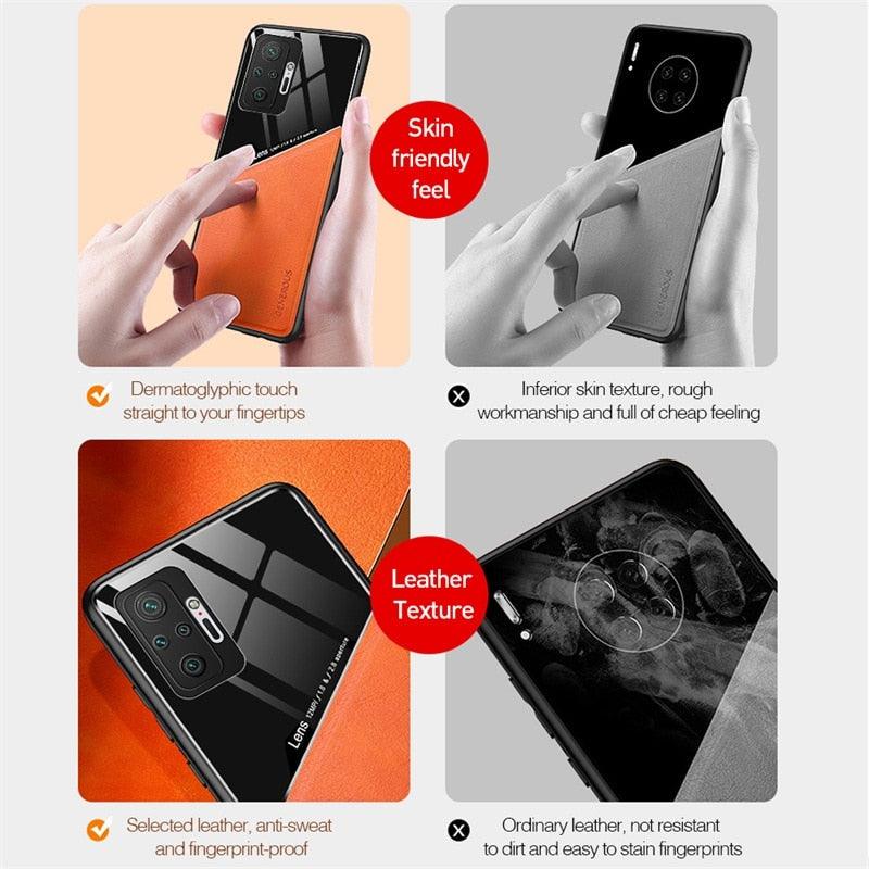 Redmi Note10 Pro Case Leather Car Magnetic Holder Cover For Xiaomi Redmi Note 10 11 Pro 11S 10S 10T Soft Frame Shockproof Luxury Pattern Leather Slim Protective Case Stevvex