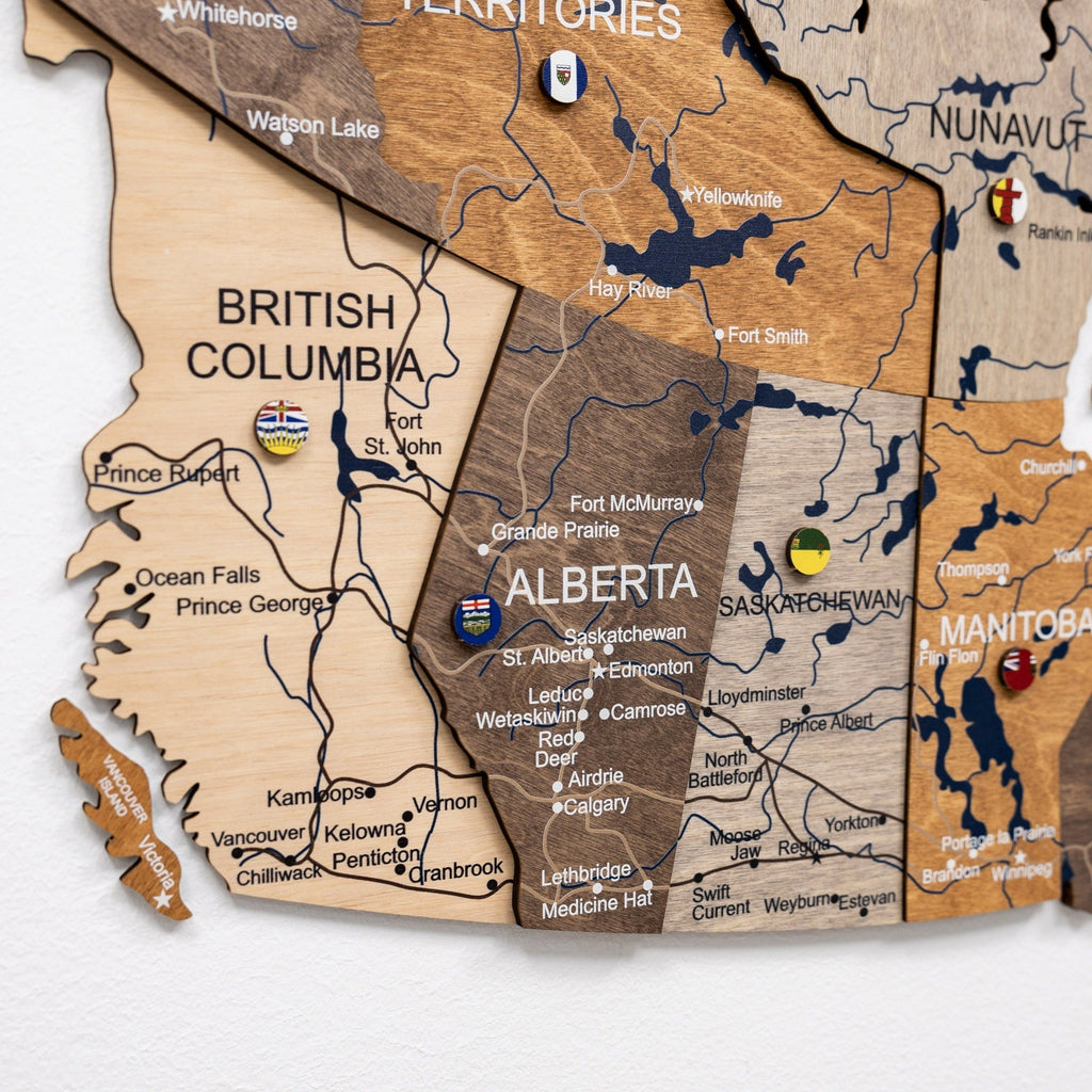 3D Wooden Map of Canada – Multicolor Enjoy The Wood