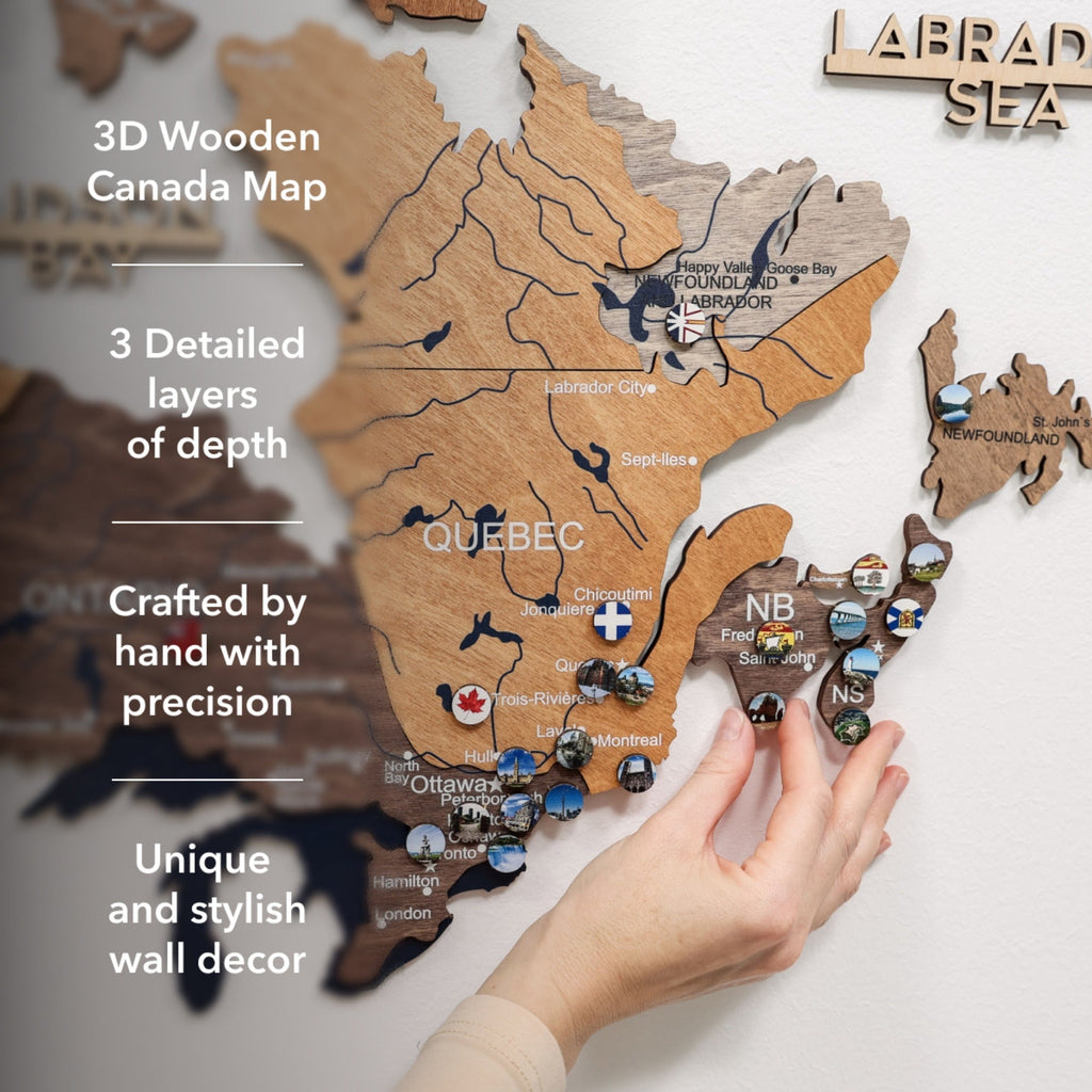 3D Wooden Map of Canada – Multicolor Enjoy The Wood