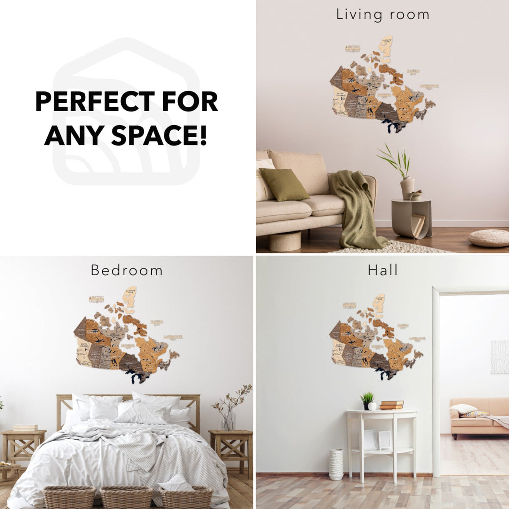 3D Wooden Map of Canada – Multicolor Enjoy The Wood