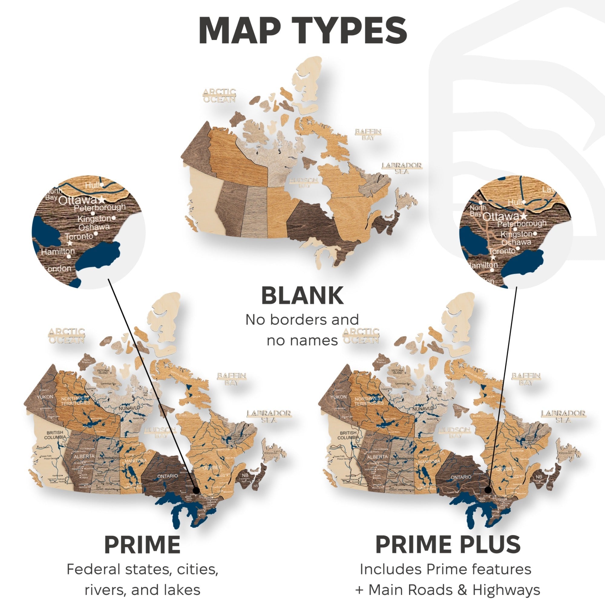 3D Wooden Map of Canada – Multicolor Enjoy The Wood