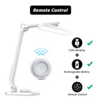 Remote Control LED Desk Lamp Eye-Caring Adjustable Office Lamp USB Charging Touch Control Memory Function Reading Table Lights Decorative Table Lamp Cute Study Lamps for Bedroom Décor Stevvex