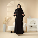 Removable Cross-Front Straps Design Premium Satin Dress Abaya (MA133)