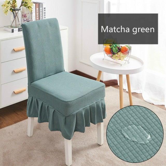 Removable Washable Furniture Protector for Kids Pets Home Waterproof Plaid Elastic Plain Dining Table Chair Cover Dining Room Chair Cover Skirt Stool Cover Chair Spandex Seat Covers Stevvex