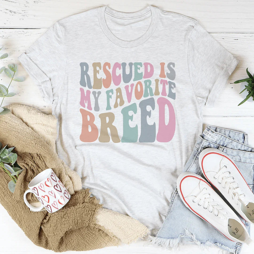 Rescued Is My Favorite Breed Tee Peachy Sunday