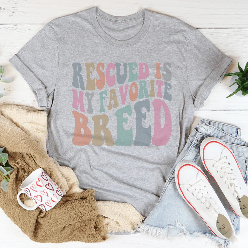 Rescued Is My Favorite Breed Tee Peachy Sunday