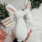 Resin Basket Weave Bunny Figurine Rattan Style Easter Decor 3 Color Options BandsCo Straps
