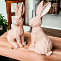 Resin Basket Weave Bunny Figurine Rattan Style Easter Decor 3 Color Options BandsCo Straps