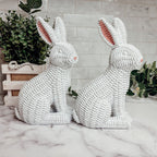 Resin Basket Weave Bunny Figurine Rattan Style Easter Decor 3 Color Options BandsCo Straps