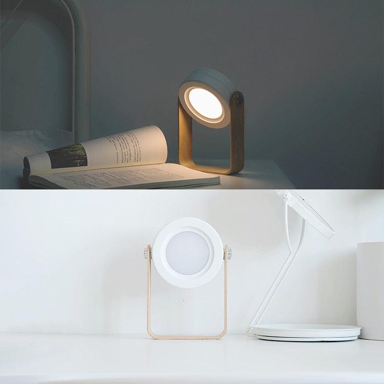 Retractable Bedroom Bedside Reading Light Folding Led Desk Lamp Wooden Handle Portable Lantern Light For Camping Emergency Lamps Decorative Table Lamp Cute Study Lamps for Bedroom Décor Stevvex
