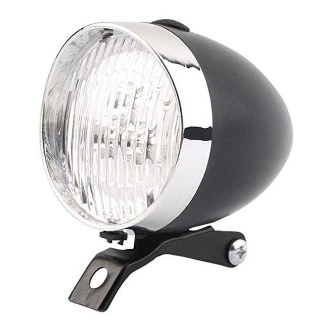 Retro Bicycle Retro Headlight Waterproof Perspective Strong Body Warning Safety Headlight Classical Cool Silver/Black Cycling Bicycle Headlight Retro Front Vintage Bike Light Night Riding Safety Head Lamp Stevvex