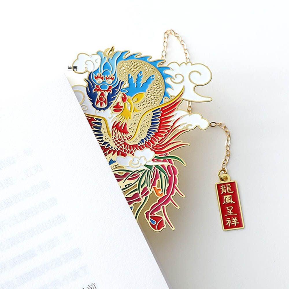 Retro Carving Brass Bookmark Tassel Pendant Book Clip Metal Pagination Mark Student Gift Stationery School Supply Metal Creative Bookmark Chinese Style Unique Vintage Series Gift For Reader Student Stevvex